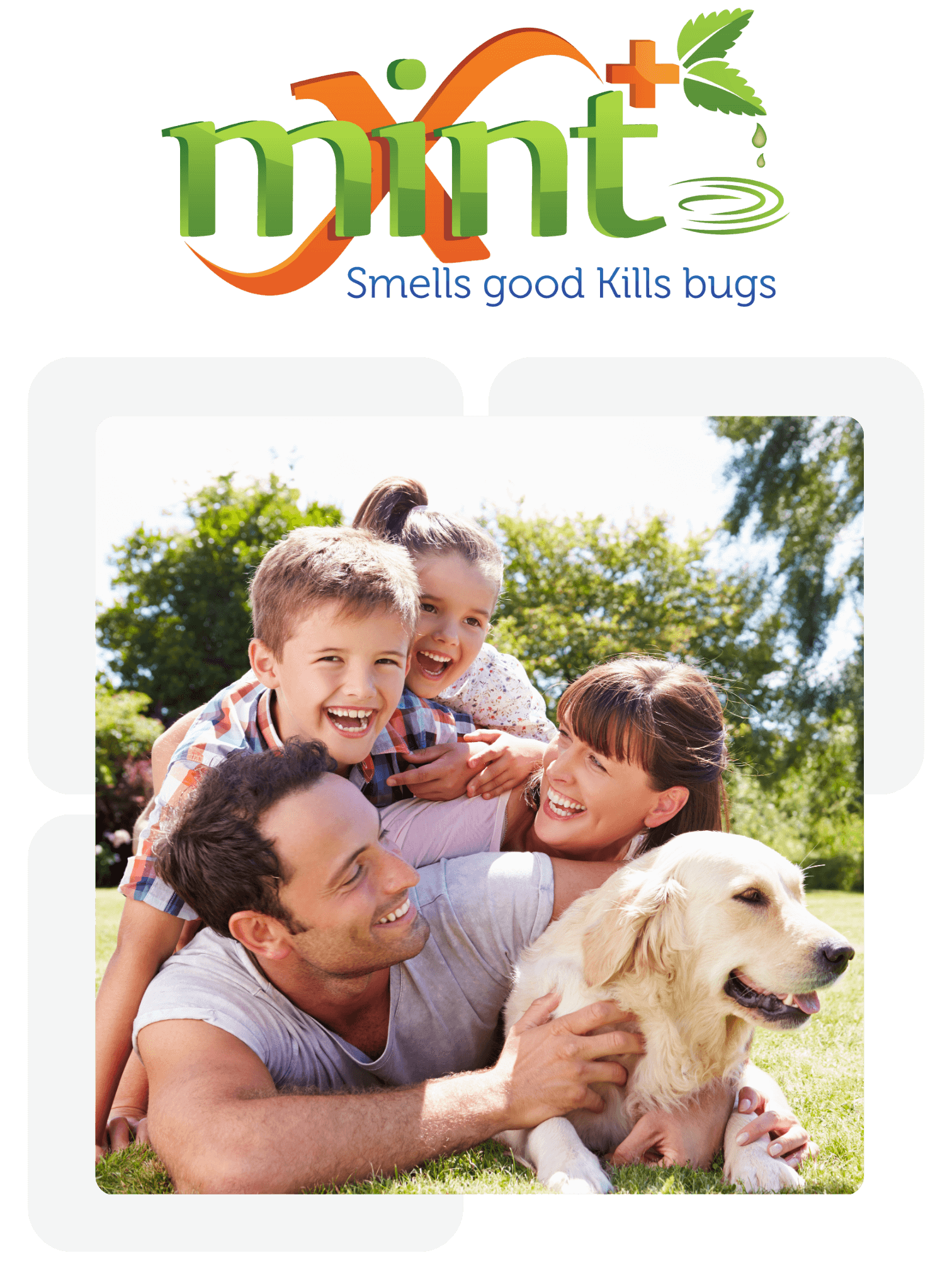 Family enjoying their backyard with a Mint X logo