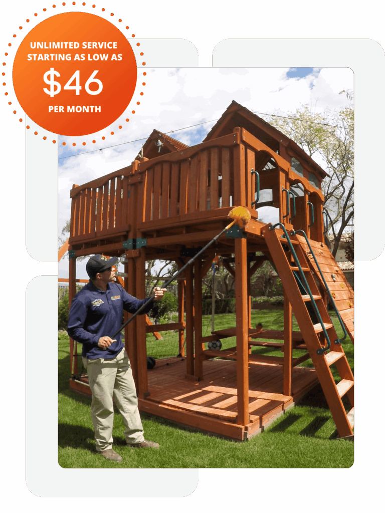 Pest Control Technician in SCV DE-Webbing a Playhouse and advertising service for $46 per month 3